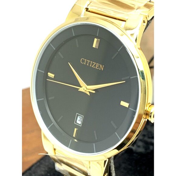 Citizen Men's Watch BI5012-53E Quartz Gold Tone Stainless Steel Black Dial 40mm - Picture 1 of 13